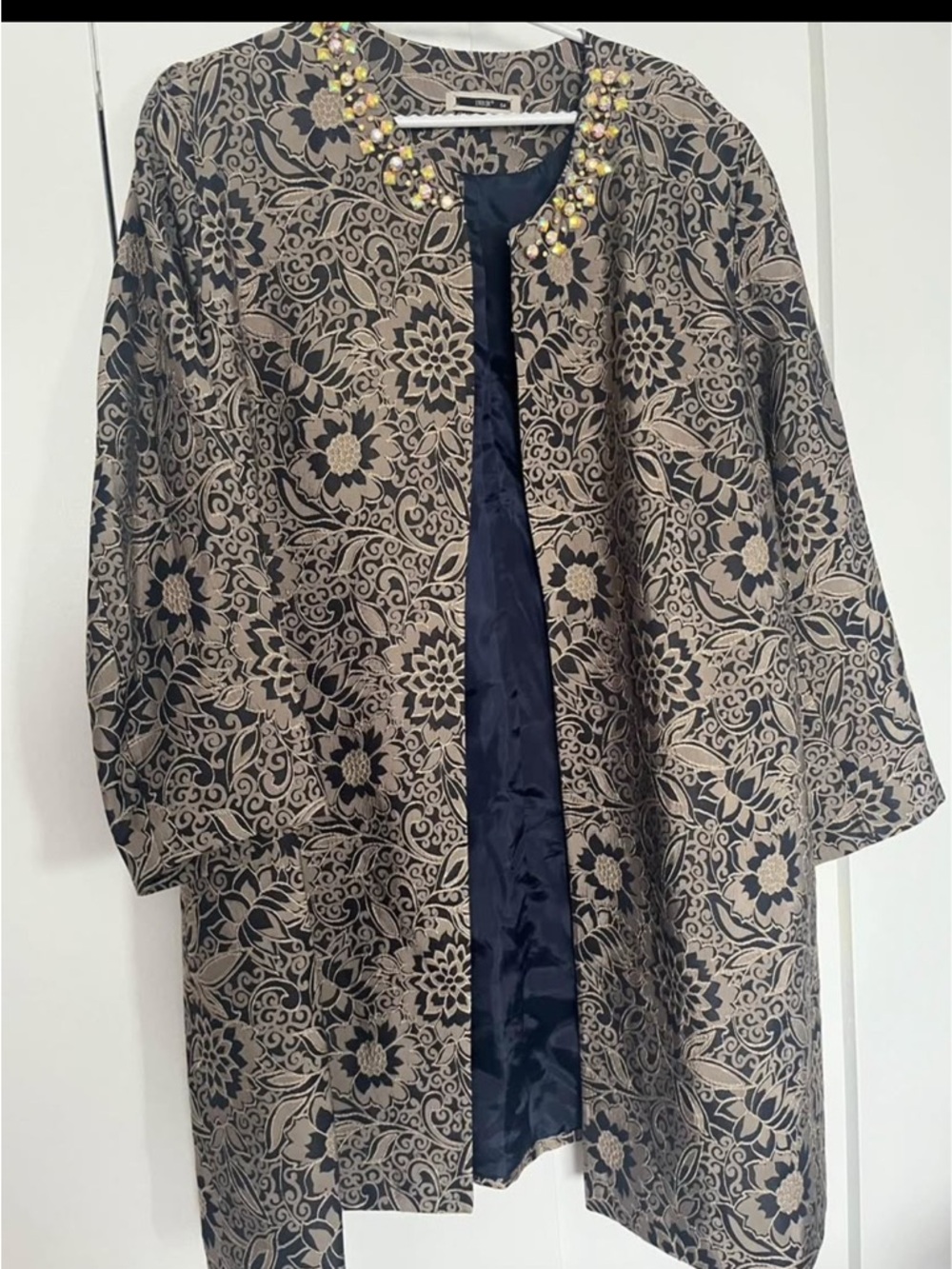 Embellished Floral Brocade Jacket - Gold & Black - Picture 6 of 8
